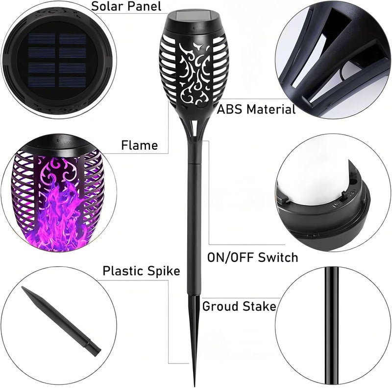 HAKSEIFA 4 Pack Outdoor Solar Flame Light,Solar Lights Outdoor for Garden Decorations with Flickering Flame,IP65 Waterproof Solar Powered Yard Lights Torch Light for Lawn Patio Pathway (Purple) - Image 5